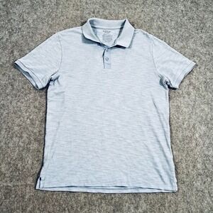 Vince Blue Heather Classic Slub Short Sleeve Polo Shirt Men's Size Small